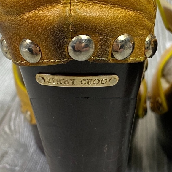 JIMMY CHOO Ankle Wrap Sandals - Studded & Stacked Heel - Picture 6 of 9